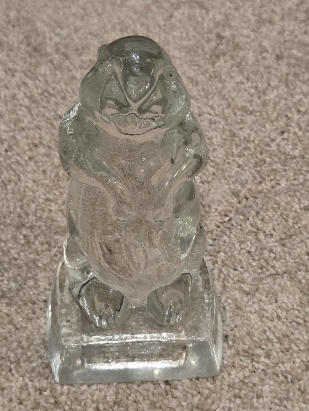 Glass Groundhog on Pedestal